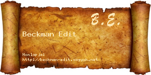 Beckman Edit névjegykártya